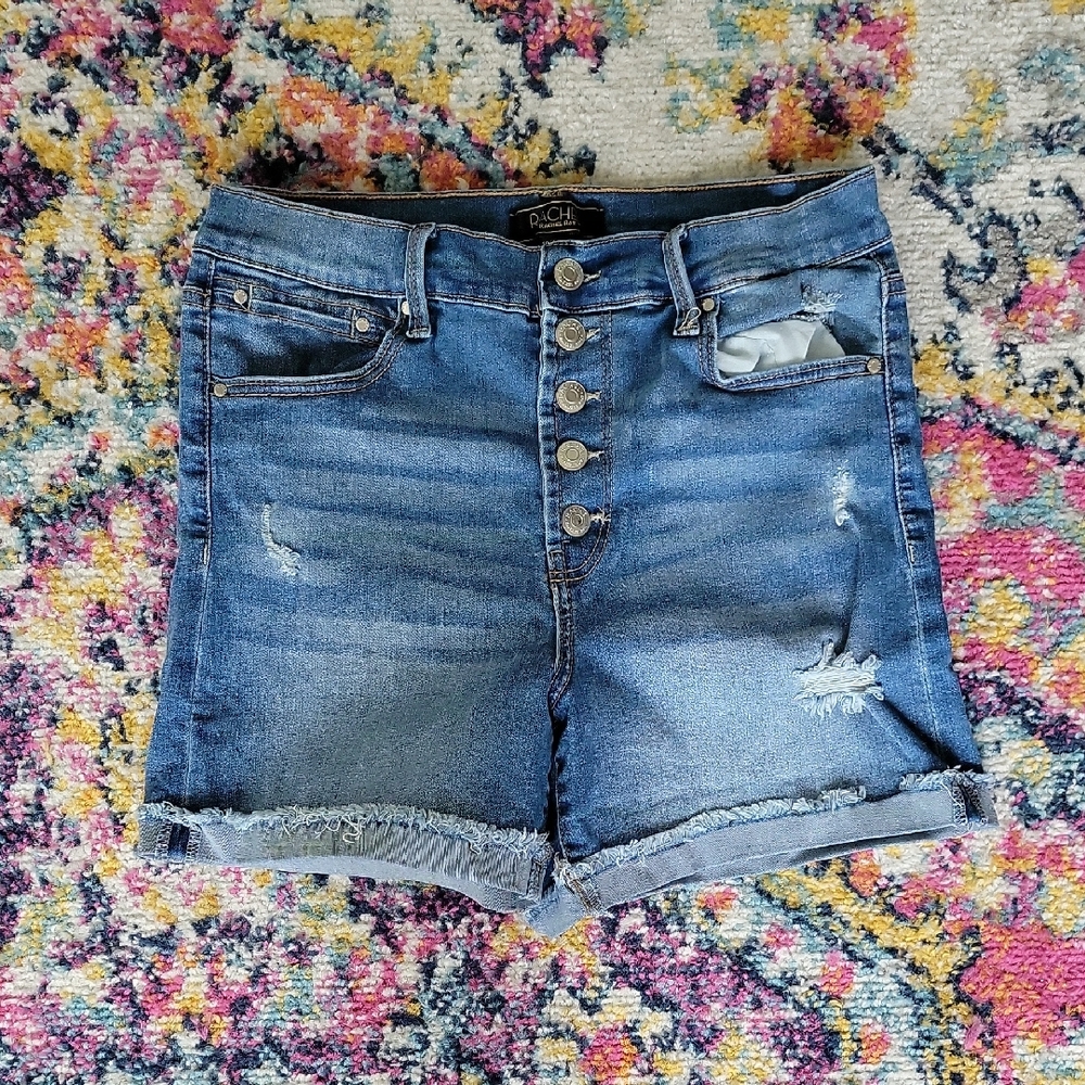 RACHEL Rachel Roy Blue Jean Shorts Distressed Hem